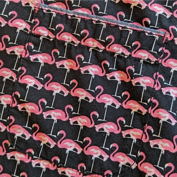 Good Vibes men's flamingo shirt black and pink button down slim fit size S - Picture 3 of 8